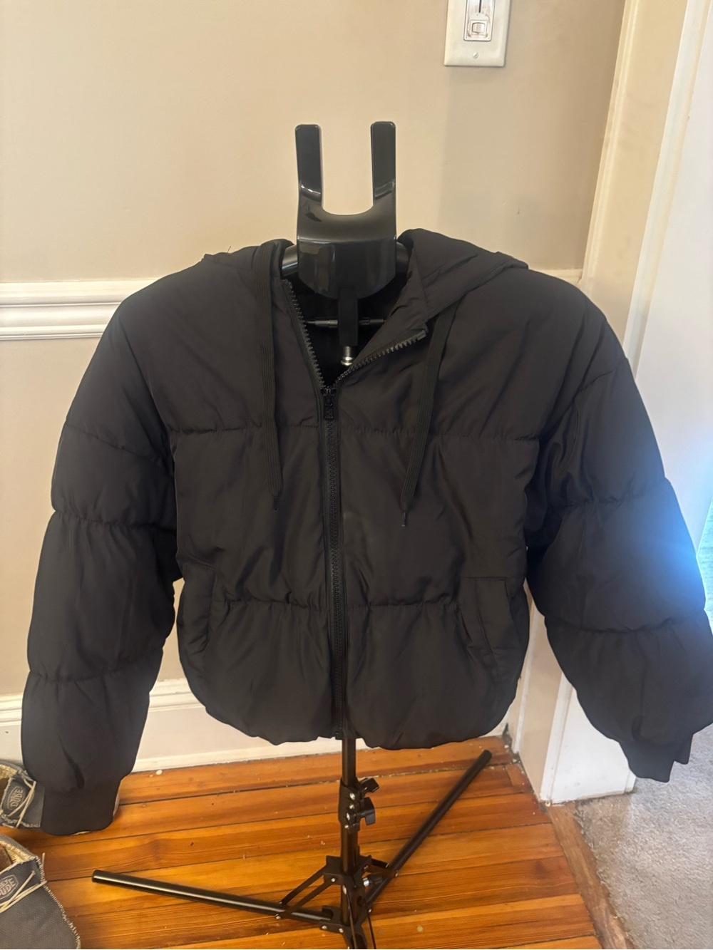 Women’s H&M Black Puffer Jacket with Hood